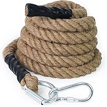 MECCANIXITY Climbing Rope 26ft X 1.5", Gym Climbing Rope Thick Twine Ropes Jute Natural Brown Burlap Cord String Heavy Twisted For Workout Rock Exercise Indoor Outdoor Fitness Training