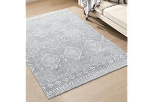 ‎SONGMICS HOME SONGMICS HOME Boho Teppich, 160 x 230 cm, Schlafzimmer Teppich, Wohnzimmerteppich, rutschfesterteppich, waschbarerteppich, flauschig, Dekoration, für Wohnzimmer, Taubengrau TAR029G02