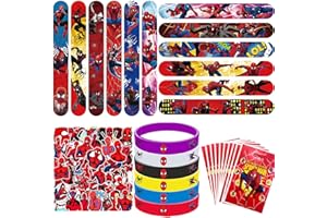 Henkodo Juego de 84 pulseras de chupito para niños,12 pulseras con 50 pegatinas,bolsas de regalo de colores,fiesta de cumpleaños,regalos cumpleaños infantiles,bodas, bolsas de Pascua