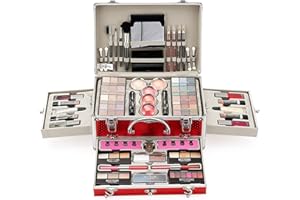 Coffret Maquillage, MKNZOME 15 Pcs Kit Maquillage Femme Professionnel avec trousse de Maquillage Palettes de Maquillage Fard à paupières Brillant à lèvres Ensemble de cadeau d'anniversaire Noël