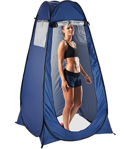 Tente Double Douche & WC Camping | Vestiaire Portable Plage Avec Fenêtre Et Poches | 210x107x210 Cm | Sac De Transport Inclus