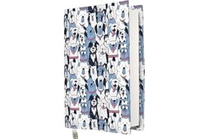 KAPAX Funda para libro, funda de tela lavable e impermeable para libros de tapa dura, protector de libro acolchado, modelo Dogs, talla M
