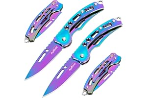AuRiver 4 Cuchillos Navaja Plegable Pequeña, Navaja de Bolsillo, Navaja de Bolsillo con Cuchillo Plegable, Mini EDC Navaja de Dos Manos para Outdoor, Camping,Supervivencia (Color)