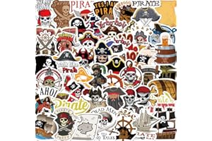AFFOTO Lot de 50 autocollants pirate pour ordinateur portable (50 pièces) - Cadeau pour enfants, adolescents, adultes, garçons, imperméables - Pour skateboard, voiture, moto, vélo, pare-chocs