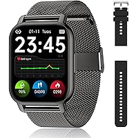 Popglory Smartwatch Uomo Donna, 2 cinturini Orologio Chiamate e Whatsapp, Contapassi Assistente Vocale, Orologio Digitale 24H