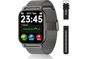 Popglory Smartwatch Uomo Donna, 2 cinturini Orologio Chiamate e Whatsapp, Contapassi Assistente Vocale, Orologio Digitale 24H