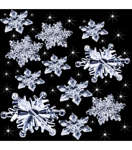 MELLIEX 24 Pezzi Ornamenti Plastica Natale Fiocchi Di Neve, 3