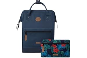 CABAÏA CABAIA - Sac à Dos Adventurer Reykjavik - Medium 18L - Déperlant - Compartiment Ordinateur Portable 13" - 2 Poches - Certifié Vegan - Sac Voyage, Affaires, École pour Homme et Femme - Bleu