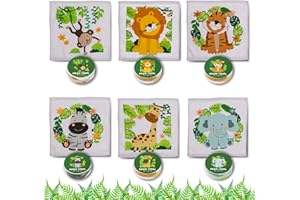 Bada Bing Set di 6 asciugamani magici Safari Zoo Animali Incantevoli asciugamani in cotone per bambini, circa 30 x 30 cm, bomboniera compleanno per bambini
