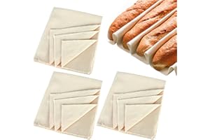 GEGNNS 3 Pièces Tissu de Boulanger en Lin, 75 * 45cm Tissu de Boulanger Professionnel avec Rouleau à pâtisserie, Toile lin pour Cuisson du Pain pour Cuisson des Baguettes, Fermentation de la Pâte