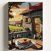 Sayılarla Boyama Tuval Hobi Seti MAHSEN ŞARAP Temalı Fır&ccedil;a ve Boya Dahil Set (&Ccedil;ıtalı) 40x50 CM Kendin Yap Sayılarla Tuval Boy
