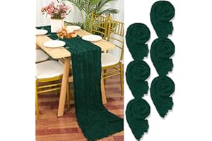 YMHPRIDE 6 Pezzi Runner da Tavola in Garza Verde scuro, 90 x 300cm Verde Smeraldo Runner da Tavola per Formaggio per Matrimonio Addio al Nubilato Baby Shower Decorazioni Feste di Compleanno