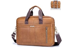 SPAHER Maletin Portatil Piel Hombre 14/15,6 pulgadas Bolsa Ordenador Portatil Maletin Ejecutivo Trabajo Hombre Laptop Messenger Bag Bolsos Vintage Bolso Bandolera Hombre Mujer Funda Portatil