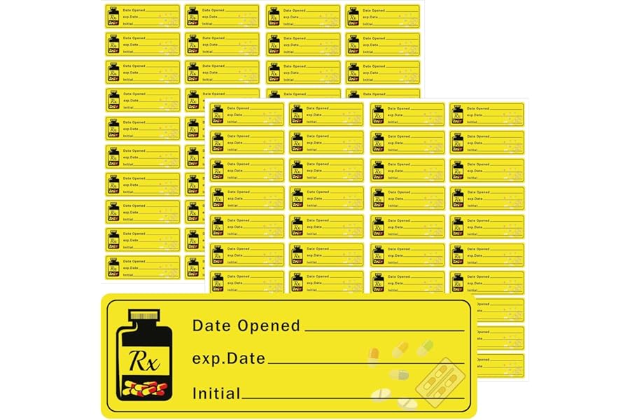 1000 Pcs Date Opened/Expired Stickers 1.5 x 0.5 Inch - Medication Instruction Pharmacy Expiration Drugstore Label for Drug Pills Inventory Organization