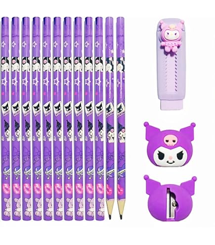 Sanrio 566195 Pencil Pack, 2B, Kuromi, Kuromi, 0.3 X 0.3 X 6.9 Inches (0.8 X 0.8 X 17.6 Cm), Kids Learning Stationery, Character