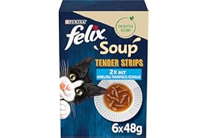 FELIX Soup Tender Strips, zupa dla kotów, różnorodność smaków z wody, opakowanie 1 szt. (6 szt. po 48 g)