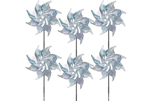 MQIAN 6 Stück Windrad Vogelabwehr, Taubenabwehr Balkon, Vogelschreck, Vogelscheuche, Taubenschreck, Vogelabwehr Windspiel, Taubenschutz, Windräder Vogelabwehr, Windmühle für Protect Garten Balkon Obstgarten