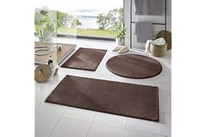 ‎TARACARPET Taracarpet Badematte Fiona rutschfest waschbar Badezimmerteppich sehr weich und als Set kombinierbar Uni braun 080x150 cm