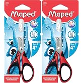 Maped - School Scissors - Essentials Pulse Soft 13cm - Rounded Tips - Graduated Blades in cm - 3 Different Designs - Multicol