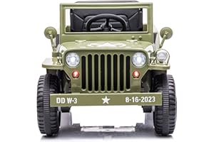 BC BABY COCHES - Coche Eléctrico para Niños con Control Remoto Jeep Militar, con 2 Motores de, Suspensión/Vehículo Infantil de 12V con Ruedas de Caucho y Asiento en Polipiel. (Verde)