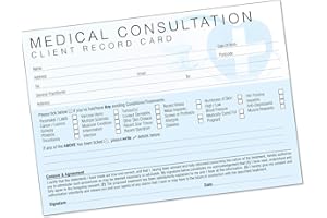 MINERVA PRINT Medical Client Record Card - Treatment Consultation Form for Mobile Therapists & Salons A5 Pack of 50 - Landscape