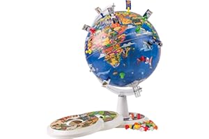 TOPGLOBE Globe de 26 cm "Mon monde" Écran graphique + Ventouses de sécurité + Cartes à broches + Supports graphiques démontables