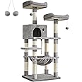 CENXI Cat Tree Tower for Indoor Cats, Multi-Level Furniture Activity Center with Scratching Posts, Stand House Condo Funny Toys Kittens Pet Play House, 2 Plush Perches, 143cm