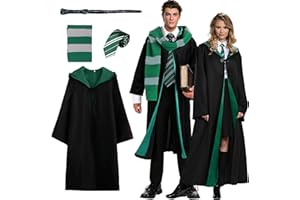 Kitimi Magic Robe, Umhang,4PCS Zauberer Cosplay Kostüm für Erwachsene,with Cape,Magic Wand,Glasses,Scarf,Tie,Halloween Wizard Costume for Cosplay,Carnival,Fancy Dress