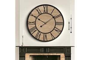 Mee 2ou Grande Orologio da Parete Vintage e Moderno, 80 cm / 32 Pollici, Silenzioso senza Ticchettio, Funzionamento a Batteria, Orologio da Parete in Legno Decorativo per Soggiorno da Letto, Cucina