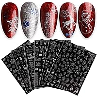 JMEOWIO Nagelsticker Weihnachten Glitzer 9 Blatt Nail Art Sticker Selbstklebend Nagelaufkleber Schneeflocke Weihnachten Winte