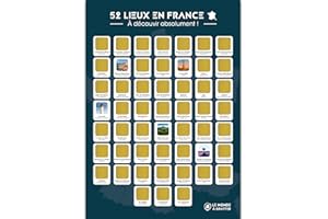 LE MONDE À GRATTER Poster à gratter France - 52 lieux à visiter absolument - Format A3 - Encre dorée agréable et sans traces - Cadeau parfait pour voyageur et amoureux de la France