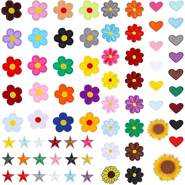 Patches om op te strijken, bloemen, 4 stuks, geborduurde patches, stickers, geborduurde patches, applicatie voor doe-het-zelf kleding, jeans, T-shirt, jassen, rugzakken (combinatie van kersenbloesem