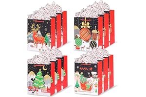 JINCHIDA 12PCS Christmas Paper Gift Bags,Christmas Bags multipack with Handles and 12 Pcs Wrapping Papers,Paper Bags for Christmas Party Presents-32 * 26 * 10cm Christmas Party Decoration