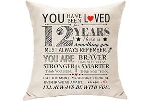 Hasodeo 12th Years Old Girls Boys Birthday Gifts Cushion Cover Gifts for 12 Years Old Son Grandson Granddaughter Niece Daughter Birthday Keepsake Decoration Gifts 45 x 45 cm (12)
