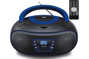 ECOSA DAB+ przenośny odtwarzacz CD | Boombox | CD/CD-R | USB | radio FM | AUX-In | wejście na słuchawki | odtwarzacz CD | radio dla dzieci | radio CD | wieża stereo | zestaw kompaktowy (DAB+ Black/Bolton Blue)