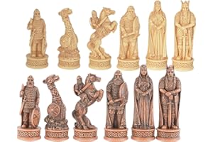 Veronese by Joh. Vogler GmbH wysokiej jakości zestaw figurek szachowych Wikingów, 32 sztuki, ręcznie malowane do 80 mm szachy