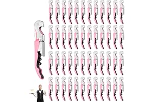 VAVAVIA cavatappi coltello cameriere, apribottiglie vino vino apribottiglie, cavatappi in acciaio inossidabile professionale, apribottiglie, taglierina 3 in 1 per birra (49, Rosa)