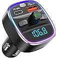LENCENT Bluetooth 5.4 FM Transmitter Car Adapter 48W [PD 30W & 18W] [7 Color Light] [Fast Charging] Wireless Radio Music Adapter Hands-Free Calling, Support USB Drive & TF Card