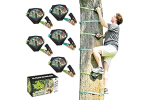 Slackers Ninja Treeclimbers Kletterset - 5 Baumtrittplatten mit Anti-Rutsch-Griptape & 4 Klettergriffen - Kletterhilfe für Kinder & Familien - Baumklettern für Garten & Baumhaus - max. 113 kg