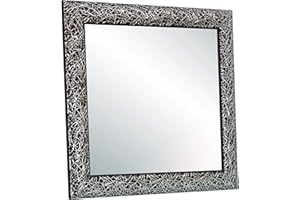 Chely Intermarket, Espejo de Pared Cuerpo Entero 70x70cm(82,5x82,5cm) Negro y plateado/Mod-131,Aptos para peluquerías, salón, recibidor, Dormitorio y oficinas. Made in Spain-Material Madera.