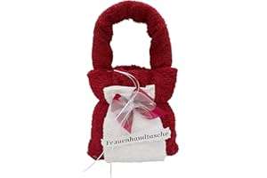 Frotteebox Geschenk Set Handtasche für Frauen in Handarbeit geformt aus Handtuch rot (100x50cm) und 2X Gästetuch rot/weiß (50x30cm)