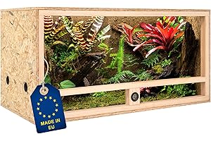 ITA Terrarium Bois 100x50x50 cm avec Ventilation latérale & hygromètre intégré - Terrarium en Bois OSB-3 - pour Reptiles, Serpents, Amphibiens - Produit UE, certifié FSC