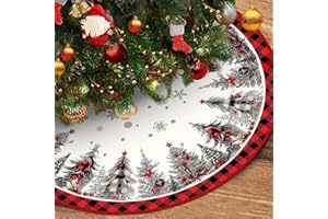 Pokrywa podstawy Choinki, ZoneYan Spódnica choinkowa 120 cm czerwony dywan bożonarodzeniowy drzewo, do dekoracji choinki, świąteczne imprezy (Red Christmas tree, 120 cm)