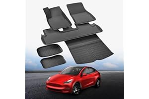 ‎LOONARA Premium Tesla Model Y Floor Mat Set 6 Pieces - High Quality Tesla Accessories for Interior and Boot - Tesla Model Y Boot Mat Set for Tesla Model Y Model 3 (Highland) - Tesla Model Y Accessories