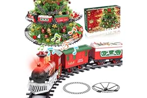 HERENEAR Elektryczny pociąg świąteczny, klasyczny i kreatywny prezent dla dzieci, chłopców i dziewcząt