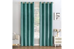 EMEMA Cortinas Opacas Terciopelo para Ventana Cortina Cortina Aislantes Termicas Super Suave Grueso Anti-Ruido para Salón Habitación Dormitorio Comedor 2 Piezas 140 x 245 cm Turquesa