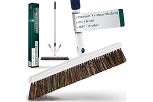 Splendole Besen, Premium-Kehrbesen Zimmerbesen, 45 cm breit Haushaltsbesen, Teleskopstiel, Ultraleicht, Rosshaarmischung