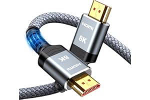 Snowkids 8K Câble HDMI 2M, Ultra Haut Débit 48Gbps 8K@60Hz 4K@120Hz Cordon HDMI 2.1, HDR10+ ARC eARC HDCP 2.2&2.3 Compatible avec TV PC Monitor Projecteur PS-5 X-box