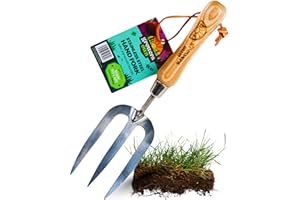 Growers Own Stainless Steel Garden Hand Fork with Strong Ash Wood Handle – Heavy Duty Soil Cultivator Fork for Beginners & Professional Growers. Durable Gardening Tool for Weeding & Aerating Soil