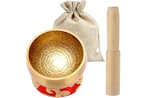 GOWKEEY Ensemble de bols de chantant tibétain 8.5cm, Bol de Méditation avec Maillet en Bois et Coussin Bol Chantant, Bol Tibétain Chantant pour Relaxation Mentale/Yoga/Méditation
